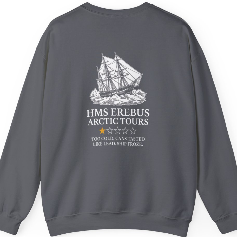 Hms Erebus Arctic Tours Back Print Sweatshirt - Charcoal back