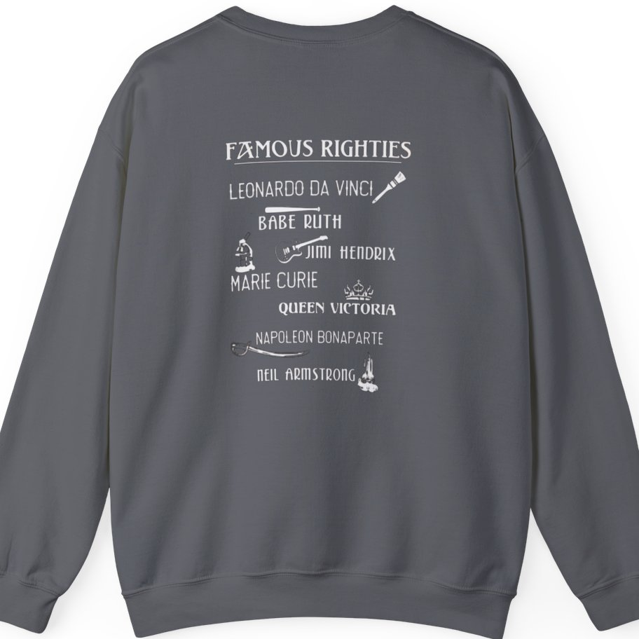 Famous Righties Back Print Sweatshirt - Charcoal back