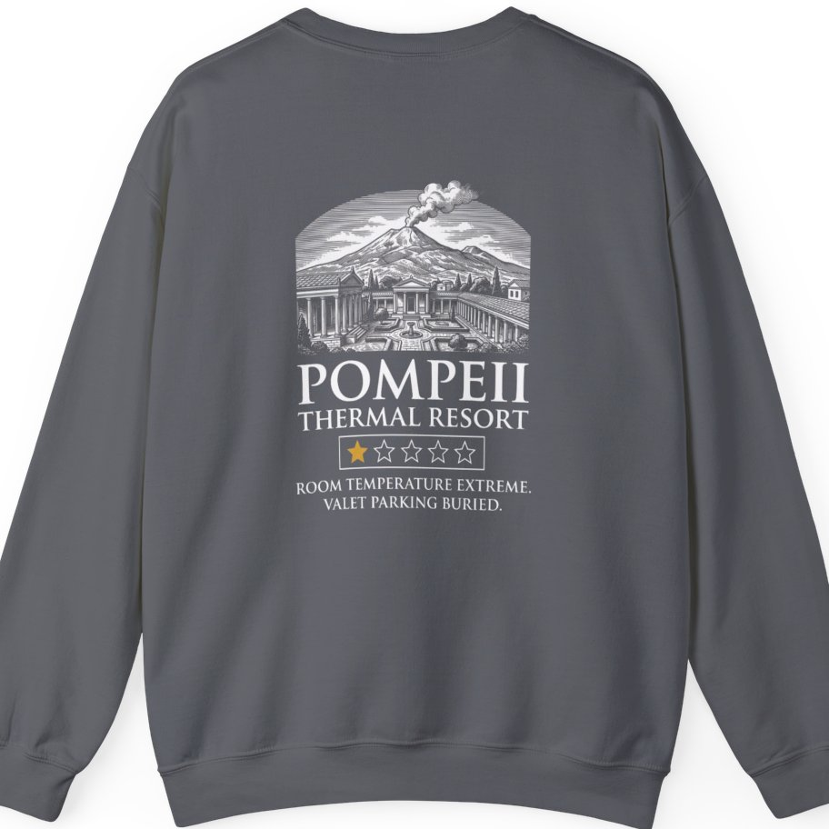 Pompeii Thermal Resort Back Print Sweatshirt - Charcoal back