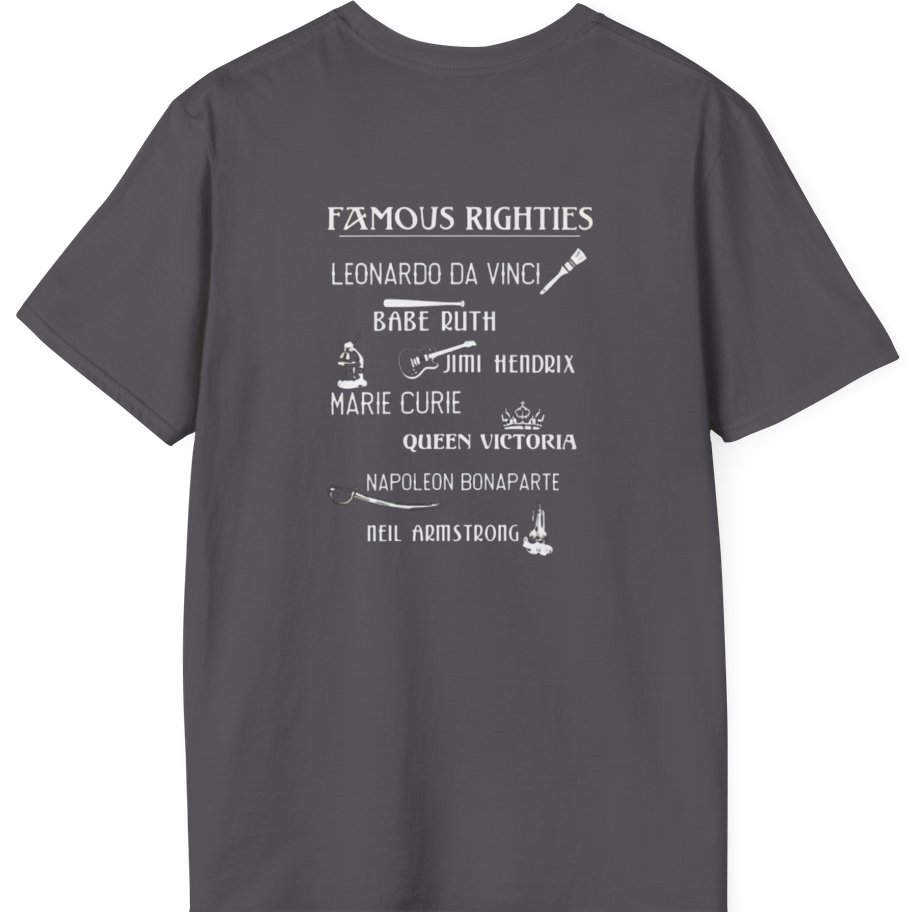 Famous Righties Back Print T-Shirt - Charcoal back