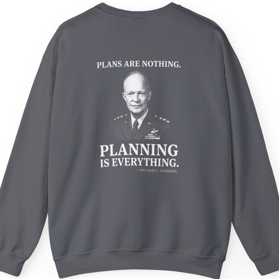 Eisenhower Planning Everything Back Print Sweatshirt - Charcoal back