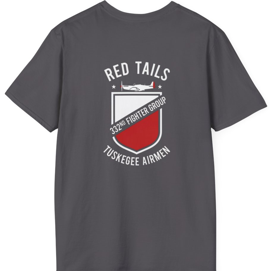 Red Tails 332nd Fighter Group Back Print T-Shirt - Charcoal back