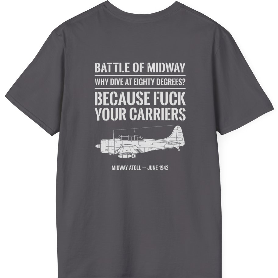 Battle of Midway Back Print T-Shirt - Charcoal back