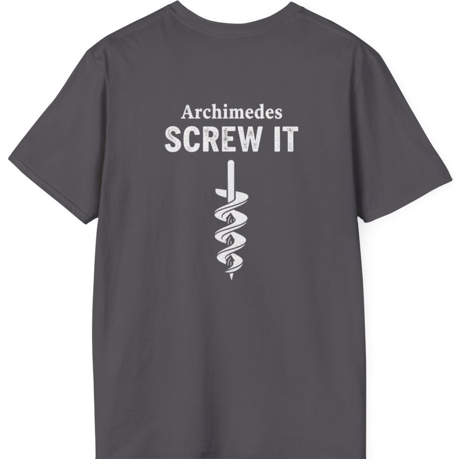 Archimedes Screw It Back Print T-Shirt - Charcoal back