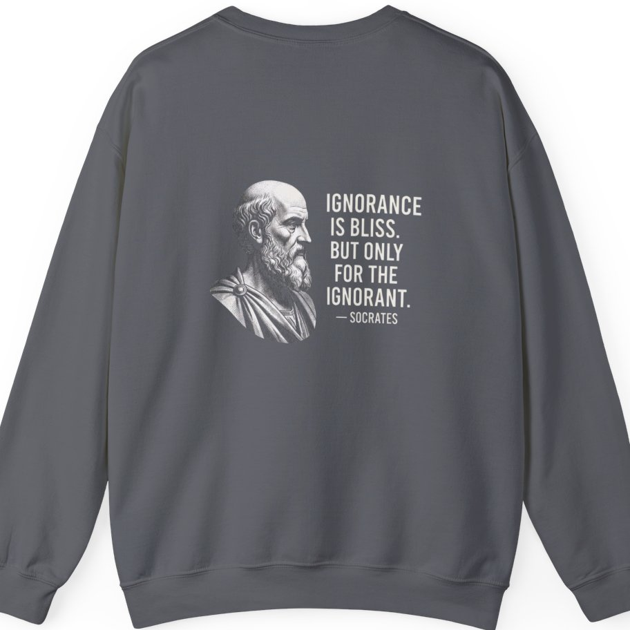 Socrates Ignorance Is Bliss Quote Back Print Sweatshirt - Charcoal back
