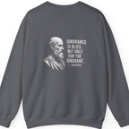 Socrates Ignorance Is Bliss Quote Back Print Sweatshirt - Charcoal back