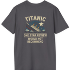 Titanic One Star Review Back Print T-Shirt - Charcoal back