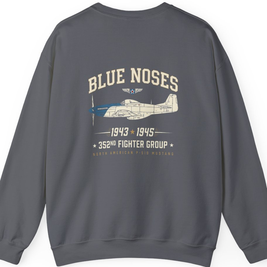 Blue Nosed Fighter Group Back Print Sweatshirt - Charcoal back