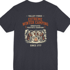 Valley Forge Winter Camping Back Print Premium Tee - Heather Navy back