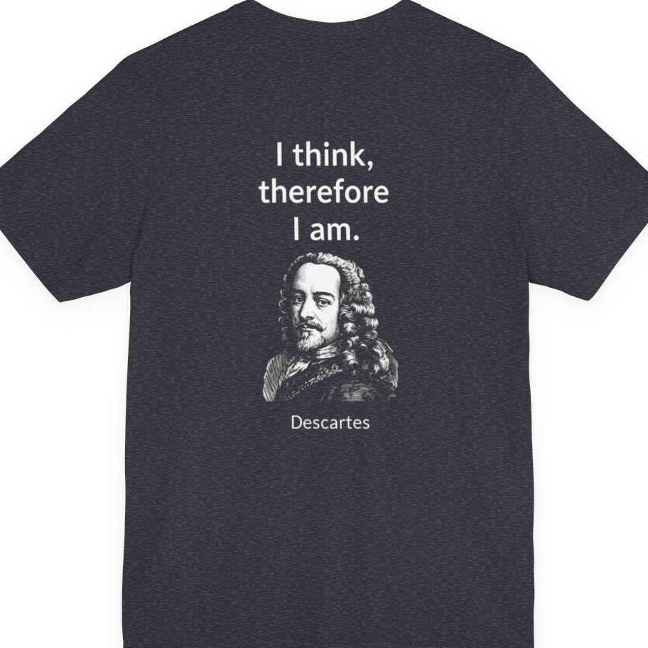 Cogito Ergo Sum Back Print Premium Tee - Heather Navy back