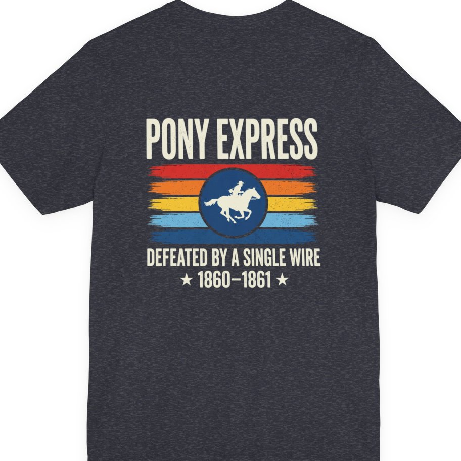 Pony Express Memorial Back Print Premium Tee - Heather Navy back