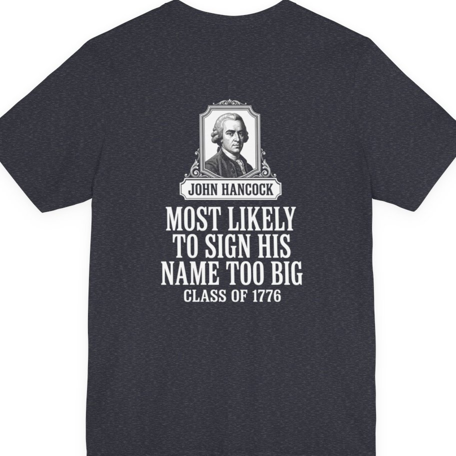 John Hancock Signature Superlative Back Print Premium Tee - Heather Navy back