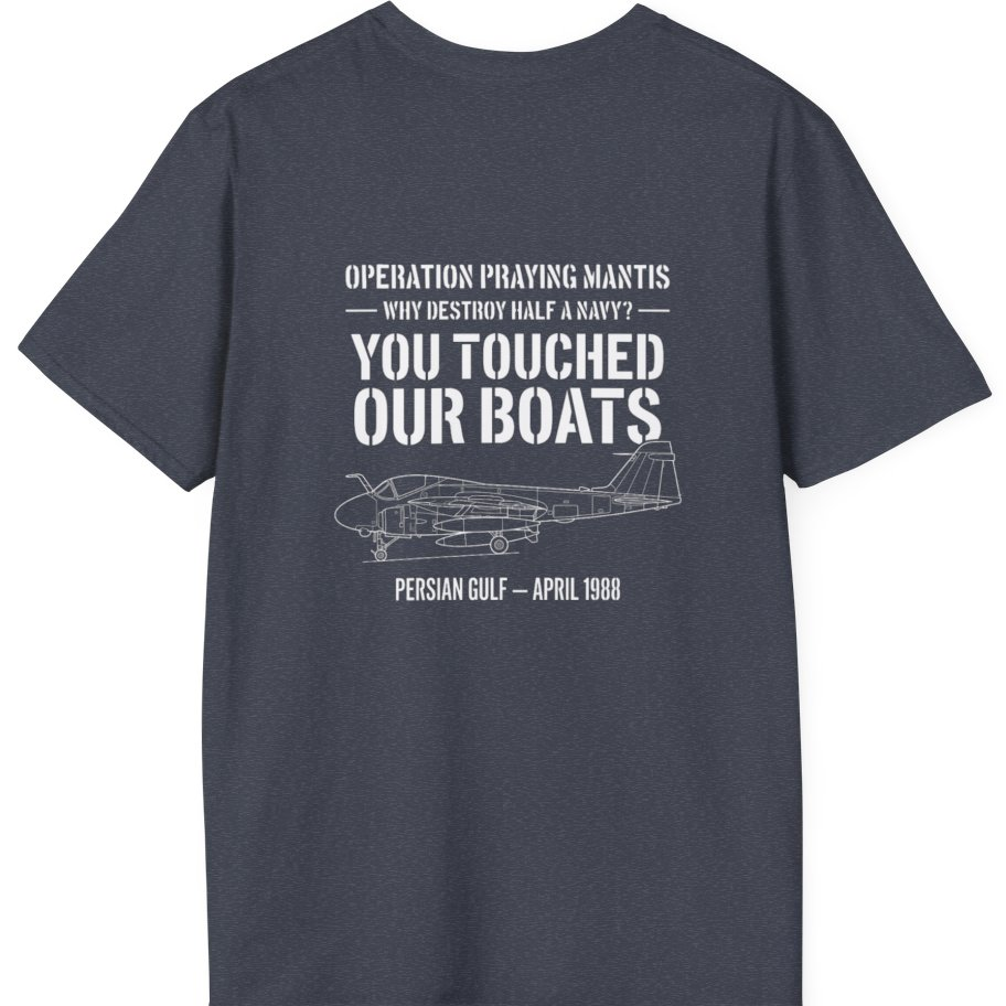 Operation Praying Mantis Back Print T-Shirt - Heather Navy back