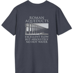 Roman Aqueducts Service Review Back Print T-Shirt - Heather Navy back