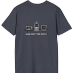 Never Forget Their Service Obsolete Back Print T-Shirt - Heather Navy back