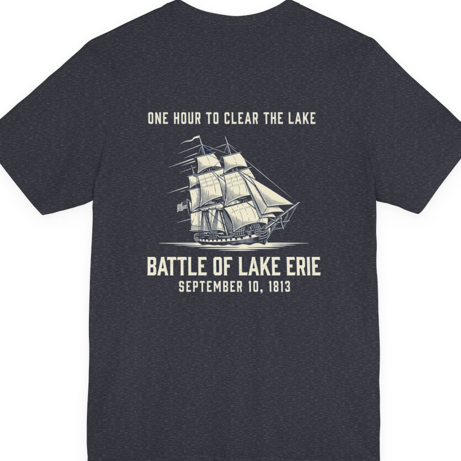 Battle of Lake Erie Back Print Premium Tee - Heather Navy back