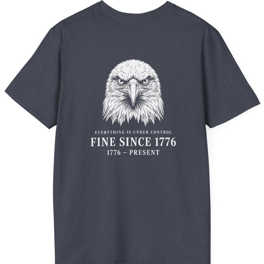 Stressed Eagle Fine Since Back Print T-Shirt - Heather Navy back