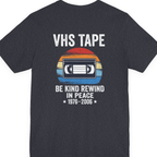 Vhs Tape Memorial Back Print Premium Tee - Heather Navy back