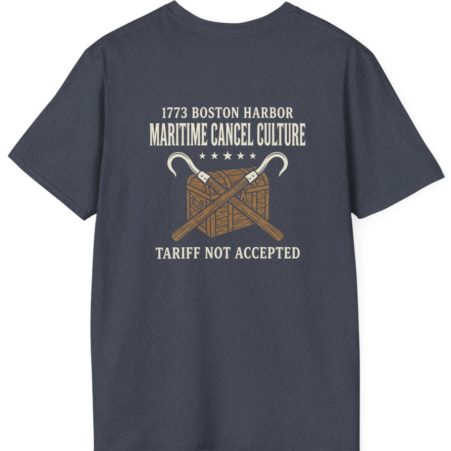 Maritime Cancel Culture Back Print T-Shirt - Heather Navy back