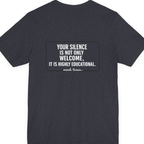 Your Silence Is Educational Back Print Premium Tee - Heather Navy back