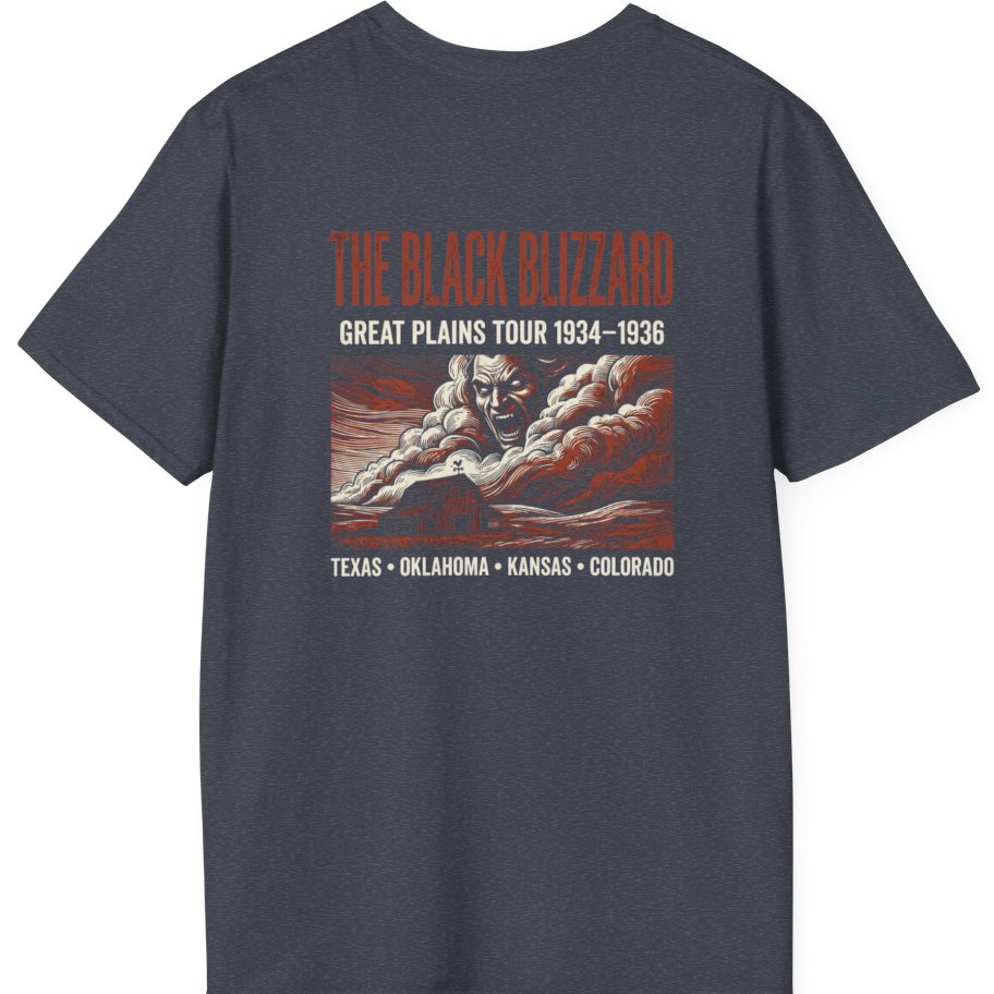Black Blizzard Dust Tour Back Print T-Shirt - Heather Navy back