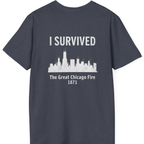 I Survived The Great Chicago Back Print T-Shirt - Heather Navy back