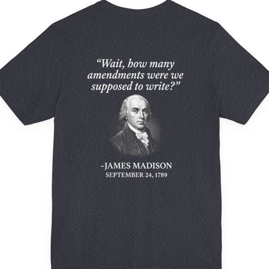 Madison Bill of Rights Deadline Back Print Premium Tee - Heather Navy back