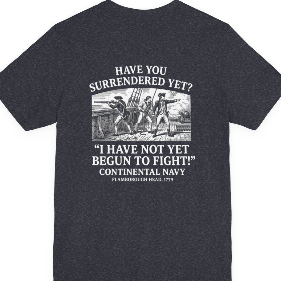 Not Yet Begun To Fight Back Print Premium Tee - Heather Navy back