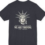 Lady Liberty We Are Thriving Back Print Premium Tee - Heather Navy back