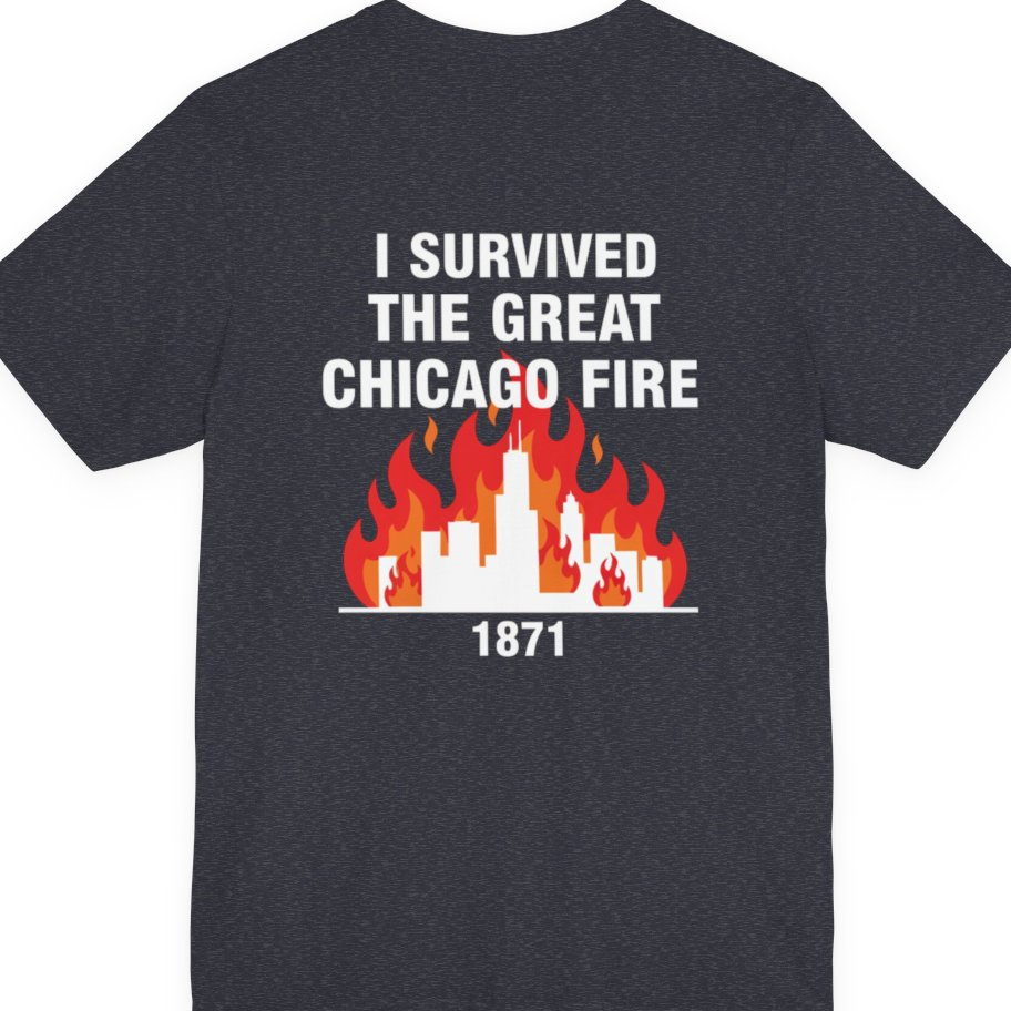 Great Chicago Fire Classic Back Print Premium Tee - Heather Navy back