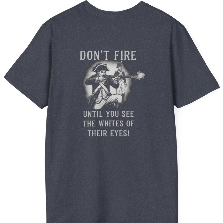 Don'T Fire Until You See Back Print T-Shirt - Heather Navy back