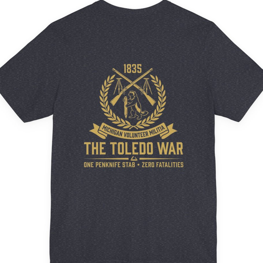 The Toledo War Michigan Volunteer Back Print Premium Tee - Heather Navy back
