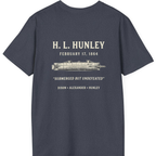 Css Hunley Submarine Memorial Back Print T-Shirt - Heather Navy back