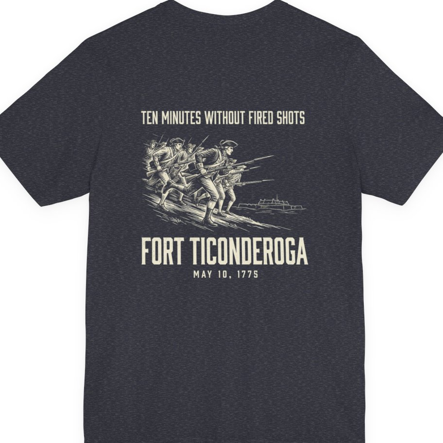 Fort Ticonderoga Ten Minutes Back Print Premium Tee - Heather Navy back