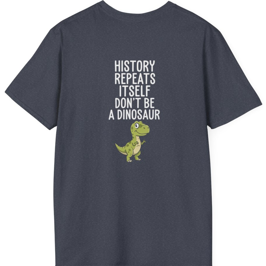 History Repeats Itself Back Print T-Shirt - Heather Navy back