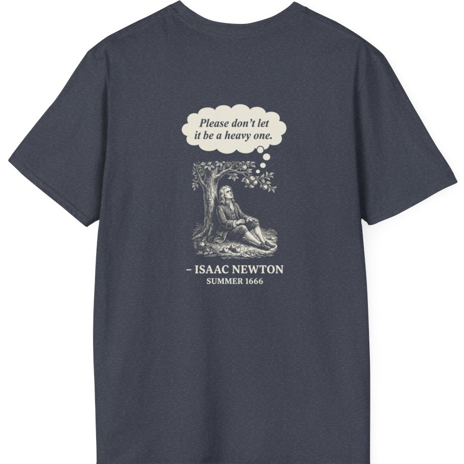 Newton Gravity Anxiety Back Print T-Shirt - Heather Navy back