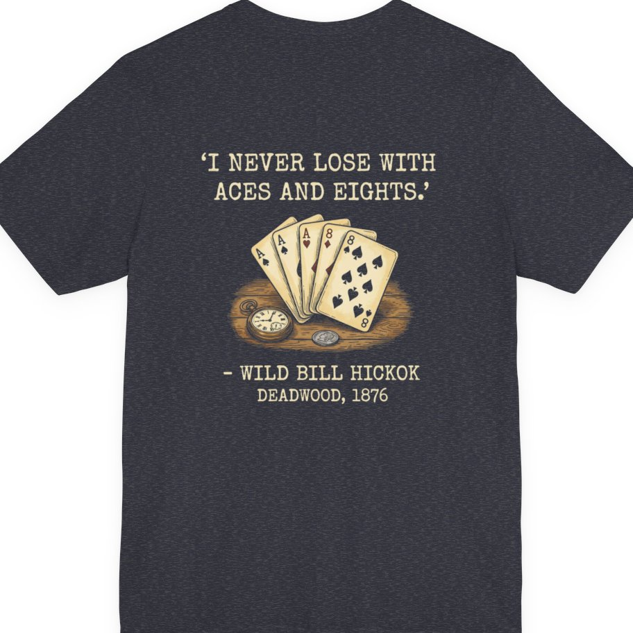Dead Mans Hand Poker Back Print Premium Tee - Heather Navy back
