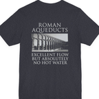 Roman Aqueducts Service Review Back Print Premium Tee - Heather Navy back