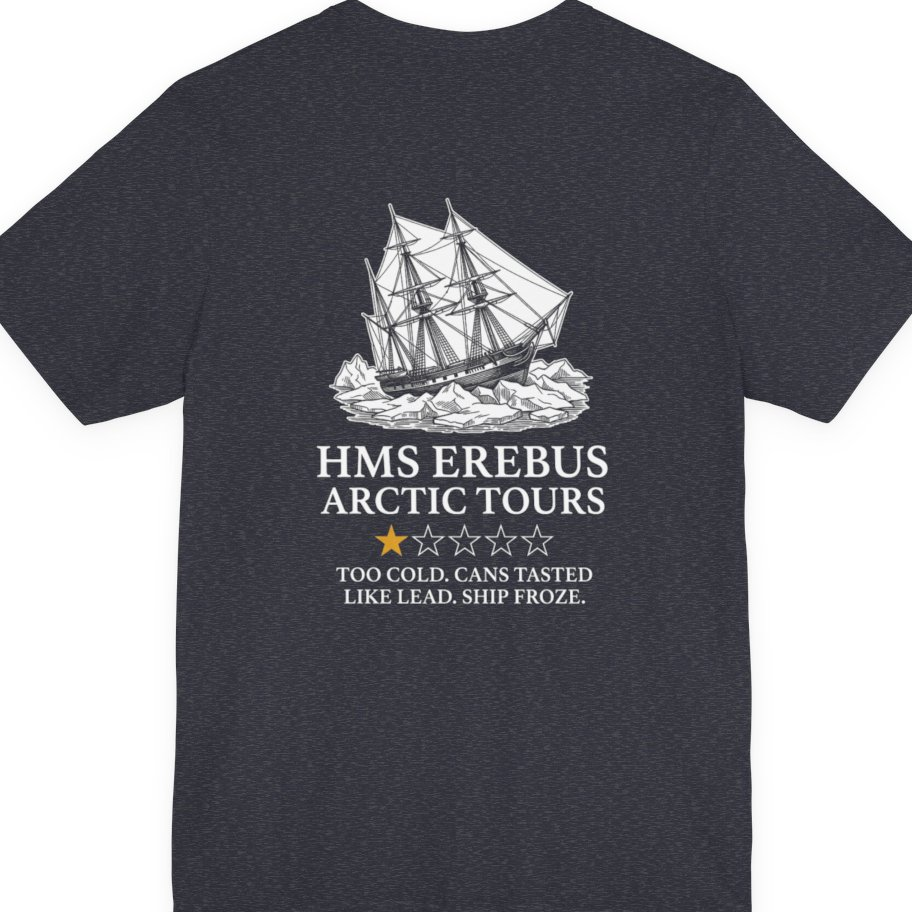 Hms Erebus Arctic Tours Back Print Premium Tee - Heather Navy back