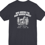 Trojan Wooden Horse Back Print Premium Tee - Heather Navy back