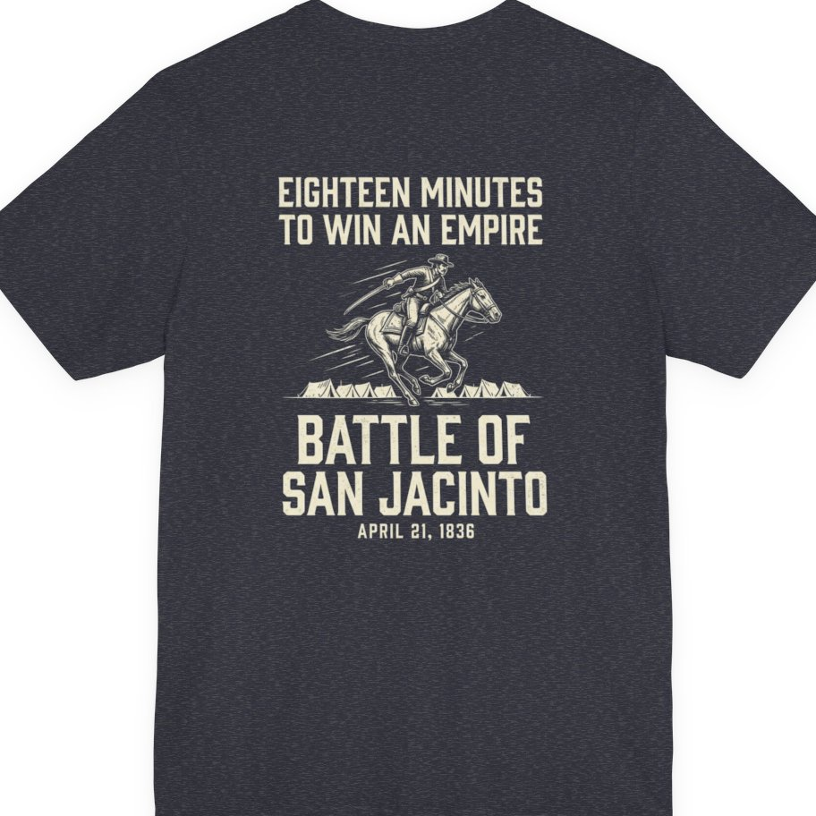 San Jacinto Eighteen Minutes Back Print Premium Tee - Heather Navy back