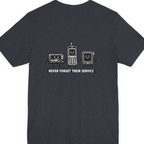 Never Forget Their Service Obsolete Back Print Premium Tee - Heather Navy back