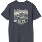 Out of Ammunition Fix Bayonets Back Print T-Shirt - Heather Navy back