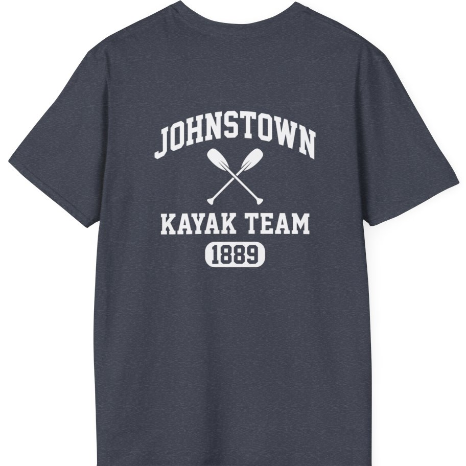 Johnstown Kayak Team Back Print T-Shirt - Heather Navy back