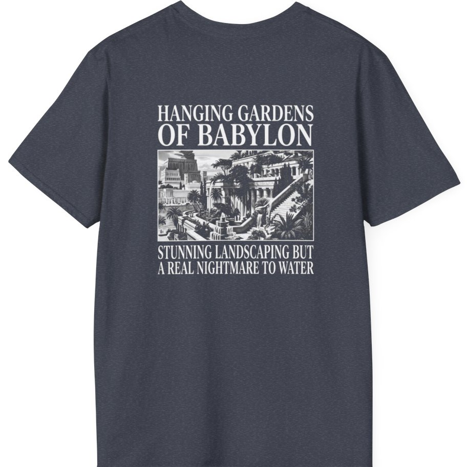 Hanging Gardens Landscaping Back Print T-Shirt - Heather Navy back