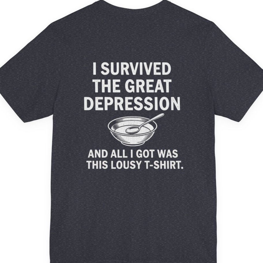 Great Depression Back Print Premium Tee - Heather Navy back