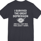 Great Depression Back Print Premium Tee - Heather Navy back