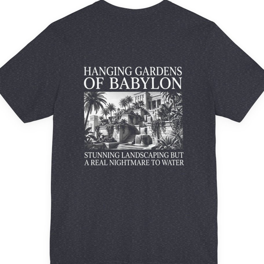 Hanging Gardens Landscaping Back Print Premium Tee - Heather Navy back