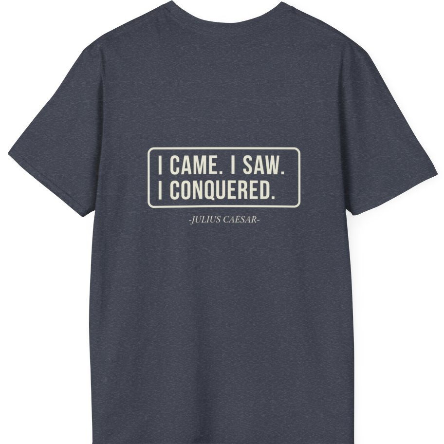 I Came I Saw I Back Print T-Shirt - Heather Navy back