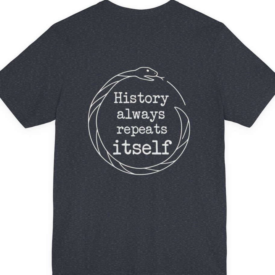 History Always Repeats Back Print Premium Tee - Heather Navy back